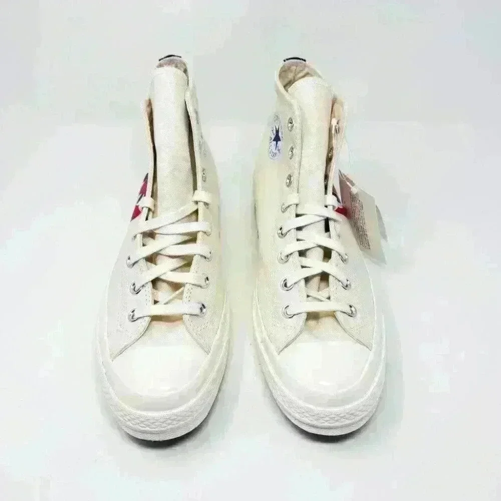 BRAND NEW IN BOX WITH TAGS COMME DES GARÇONS PLAY CONVERSE X CDG PLAY WHITE SHOE - Picture 3 of 6